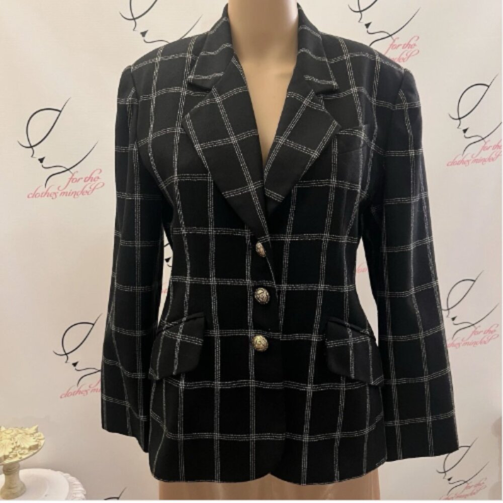 HBS Ltd. Size Small. Black White. Fitted Blazer. Professional. Lined. DB2